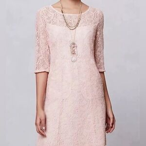 𝅺ANTHROPOLOGIE Maeve Dress Size Small Dusty Pink Lace Lined Dress With p…